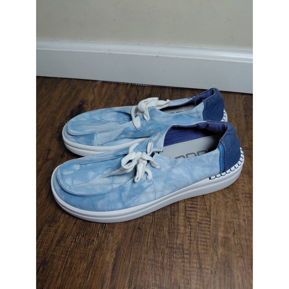 Hey Dude Wendy Rise Women Size 8 Blue White Loafers Shoes